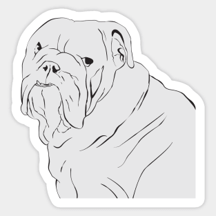 Grey line art bulldog portrait Sticker